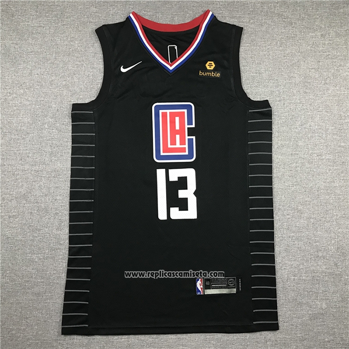 Camiseta Los Angeles Clippers Paul George #13 Statement 2019-20 Negro